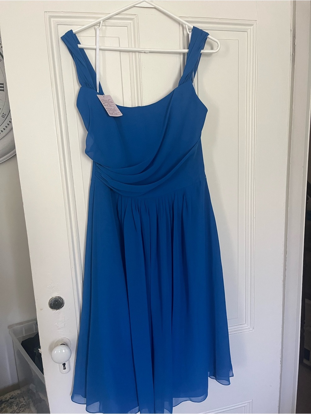 Elegant Blue Sleeveless Chiffon Midi Dress